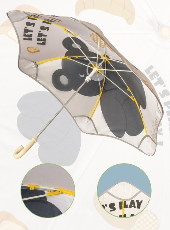 Зонт детский двусторонний Мишки, трость, 6 спиц, механический, антишторм — картинка 2