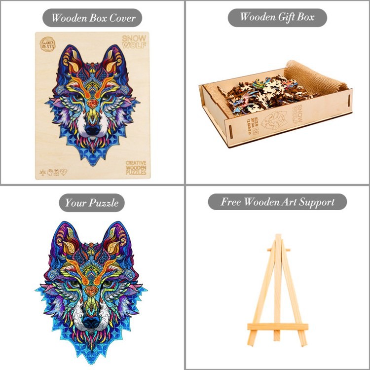 Деревянные пазлы «Снежный Волк L», Woodbests — картинка 6