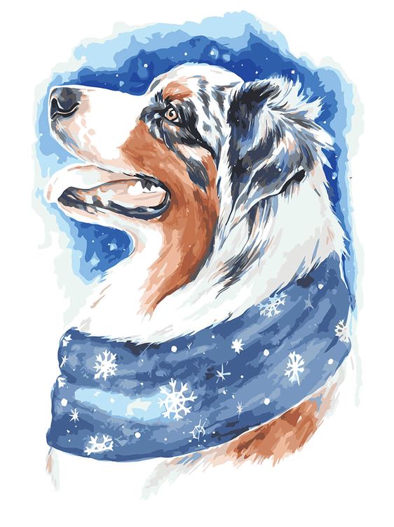 Картина по номерам «Зимний пес»