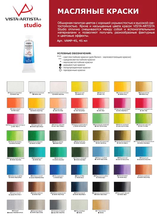 Краска масляная  Studio, 45 мл, 3 шт., цвет: 14 темно-красный ализарин (rose alizarin red), Vista-Artista — картинка 3