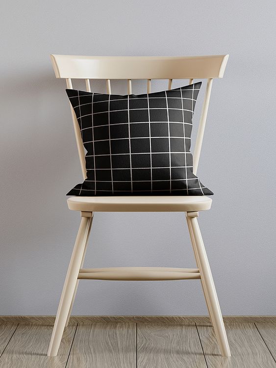 Ткань льняная, 1 м x 150 см, 140 г/м², цвет: черный, клетка, TBY — картинка 6