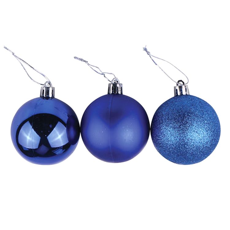 Шары елочные, набор 6 шт., пластик, 8 см, синие (глянец, матовый, глиттер) — картинка 3
