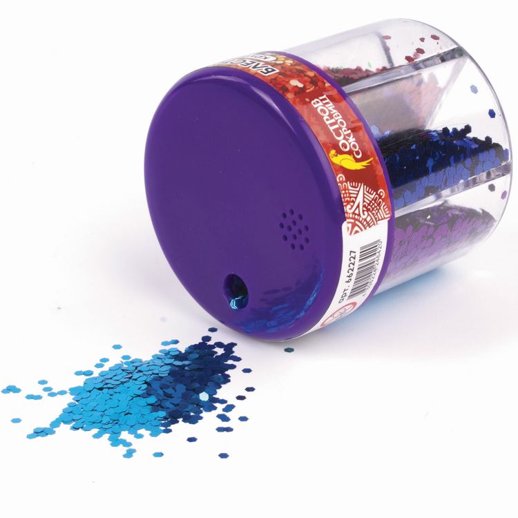 Блестки крупные, шестигранные, диспенсер с дозатором, 6 цветов по 9 г, Остров Сокровищ — картинка 4