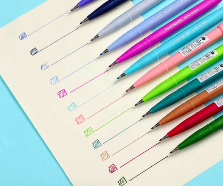 Фломастер-кисть Brush Sign Pen, 2 мм, цвет: темно-синий, Pentel — картинка 10