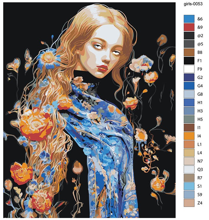 Картина по номерам «Портрет девушки с цветами» — картинка 2