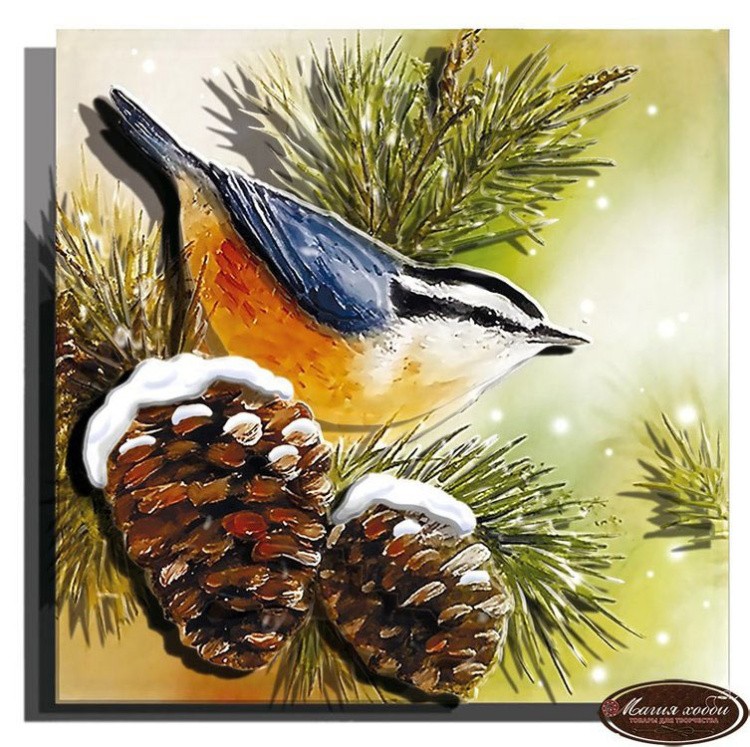 Набор папертоль «Времена года. Пташки» 12x12 см, 4 шт. — картинка 2