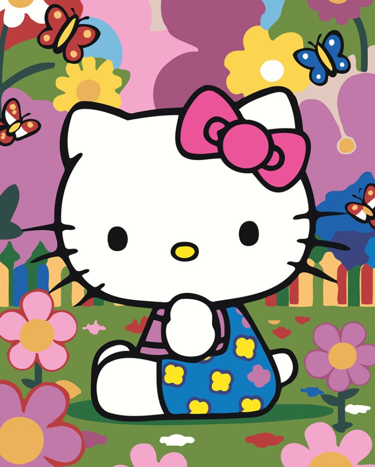 Картина по номерам «Хеллоу Китти Hello Kitty: Цветы и бабочки»