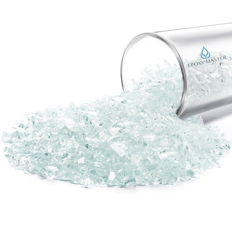 Стеклянная крошка прозрачная голубоватая, фракция 2-4 мм, 100 г — картинка 2