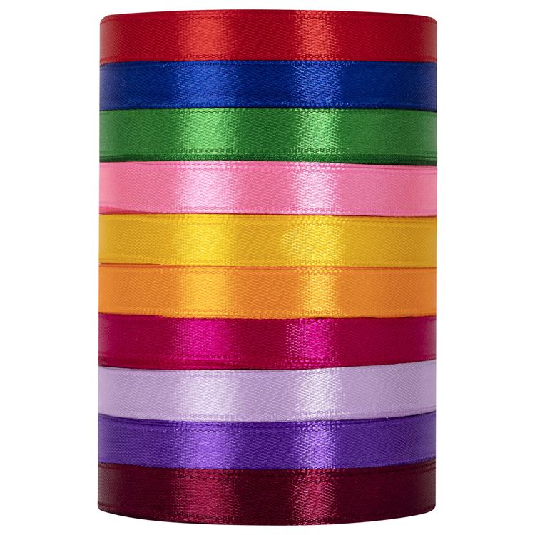 Лента атласная, ширина 10 мм, набор 10 цветов по 4,5 м, Brauberg — картинка 2