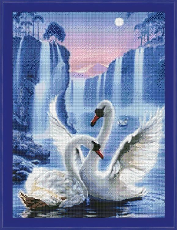Алмазная вышивка «Лебединая пара» — картинка 2