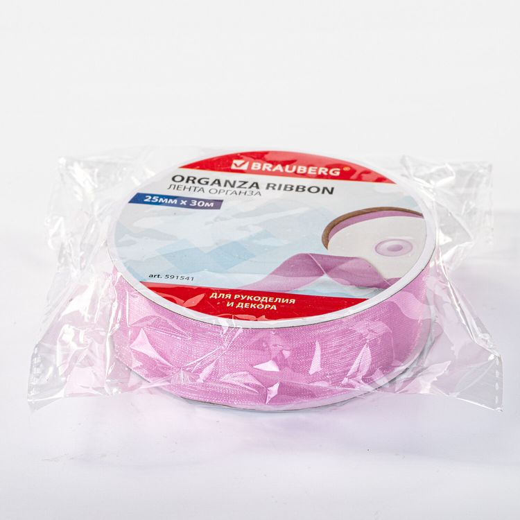 Лента органза, ширина 25 мм, длина 30 м, сиреневая, Brauberg — картинка 4