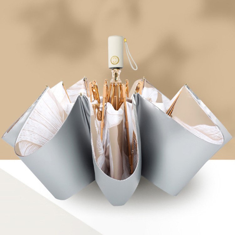 Зонт двусторонний Нежные лилии, складной, 8 спиц, автомат — картинка 4