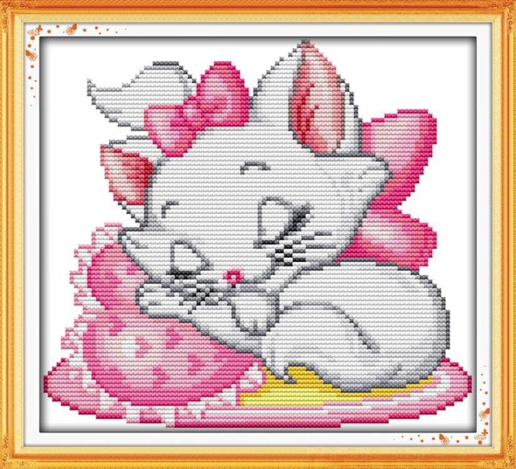 Набор для вышивания «Кошка с розовым бантиком (2)»