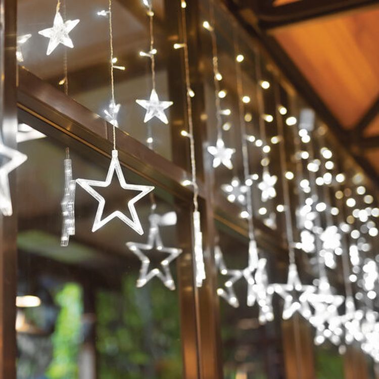 Гирлянда светодиодная «Звезды», занавес на окно 3х1 м, 138 ламп, цвет: холодный белый — картинка 6