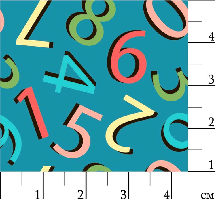 Ткань для пэчворка «ГРАМОТЕЙКА», 50x55 см, 146 г/м2, 100% хлопок, цвет: ГР-08 цифры, синий, Peppy — картинка 2