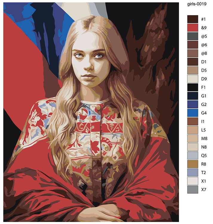 Картина по номерам «Девушка на фоне российского флага» — картинка 2