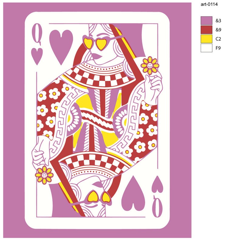 Картина по номерам «Розовая: игральная карта Дама арт 40x50» — картинка 2