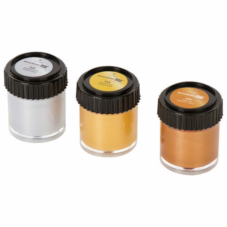 Краски акриловые художественные BRAUBERG ART CLASSIC, набор 3 шт, металлик, в банках 22 мл — картинка 3