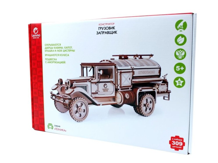Конструктор из дерева «Грузовик Полуторка Заправщик», Lemmo — картинка 8