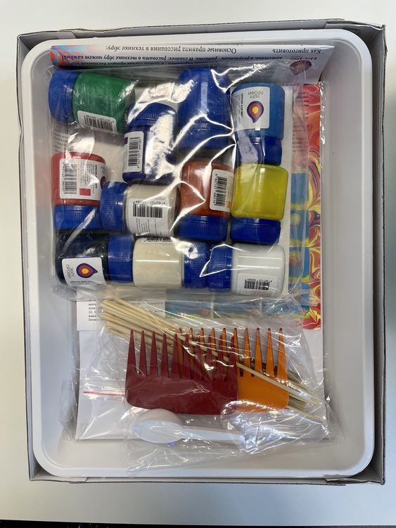 УЦЕНКА. Набор для эбру «Семейный» 9 цветов, Эбру-Профи (коробка пробита в углу) — картинка 6