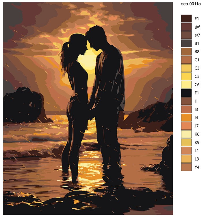 Картина по номерам «Море: Влюбленная пара в воде 2» — картинка 2