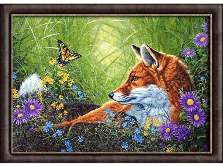 Алмазная вышивка «Лис и бабочка» — картинка 3