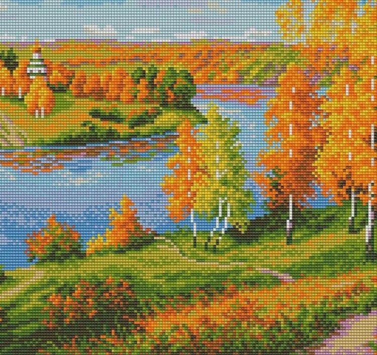 Алмазная вышивка «Осенняя глубинка» — картинка 2