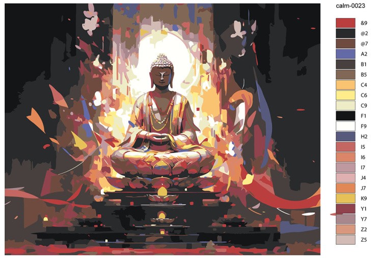 Картина по номерам «Буддизм: Статуя Будды на пьедестале» — картинка 2