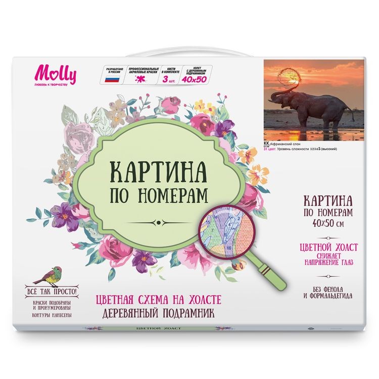 Картина по номерам «Африканский слон» — картинка 3