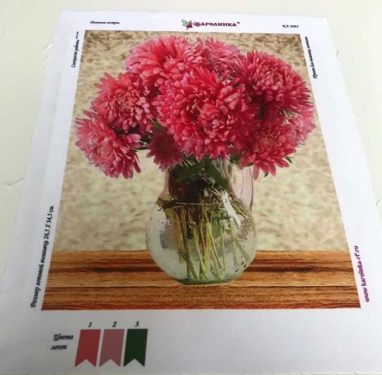 Рисунок на ткани «Розовые астры» — картинка 2