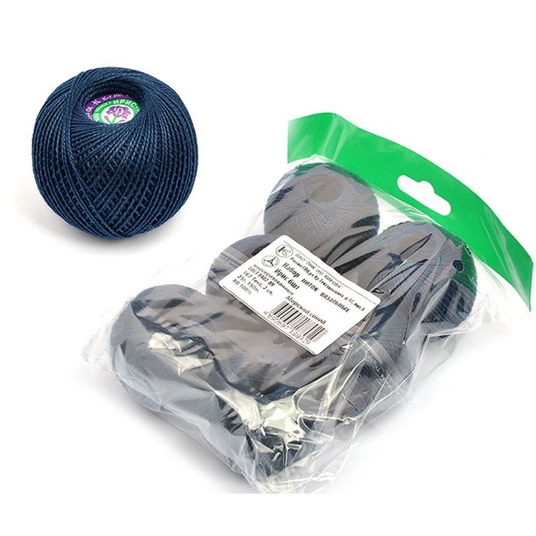 Пряжа ПНК им.Кирова Ирис, морской синий, 6 шт. по 25 г — картинка 2