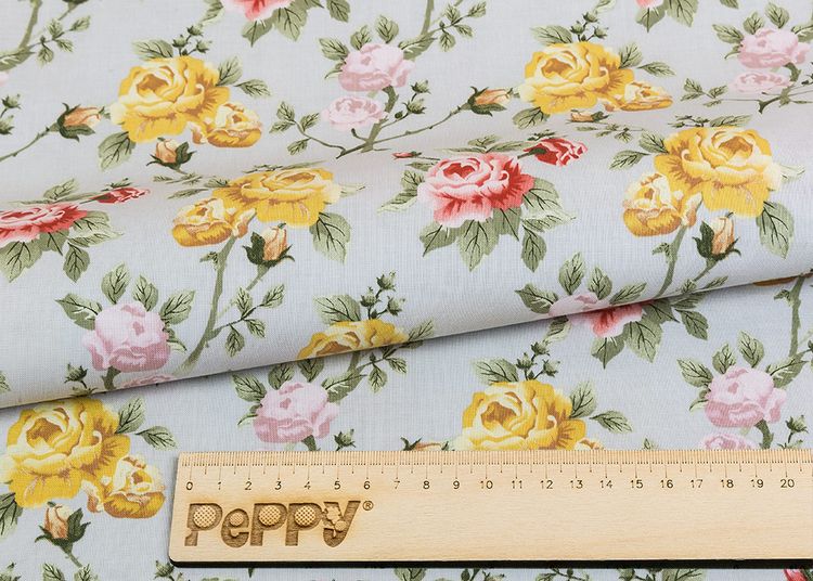 Ткань для пэчворка «ВЕРСАЛЬСКИЕ САДЫ», 50x55 см, 146 г/м2, 100% хлопок, цвет: ВС-13 серый, принт, Peppy — картинка 2