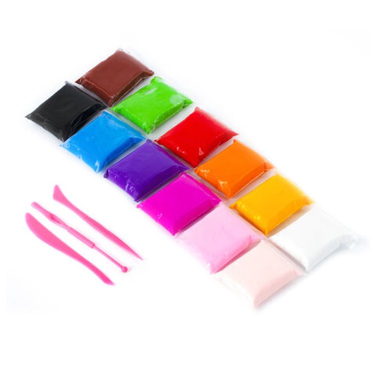 Пластилин супер лёгкий воздушный застывающий 12 цветов, 120 г, 3 стека, Юнландия — картинка 3