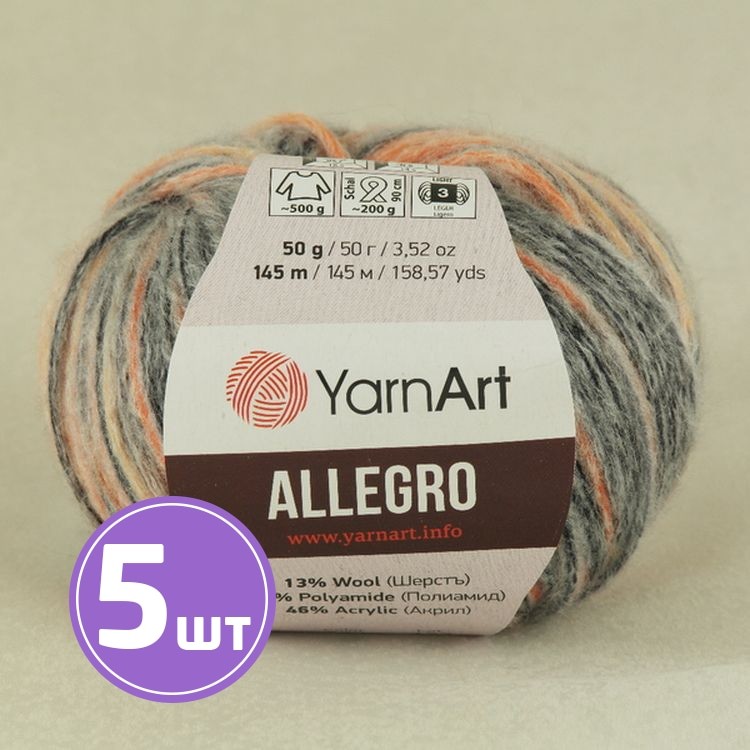 Пряжа YarnArt Allegro (742), мультиколор, 5 шт. по 50 г