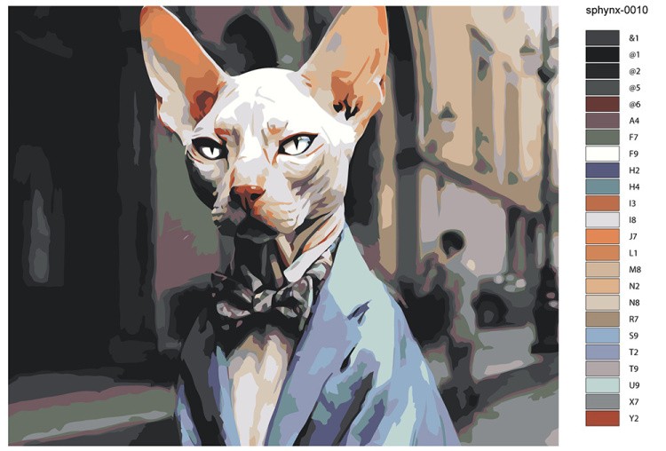 Картина по номерам «Кот сфинкс в костюме с бабочкой» — картинка 2