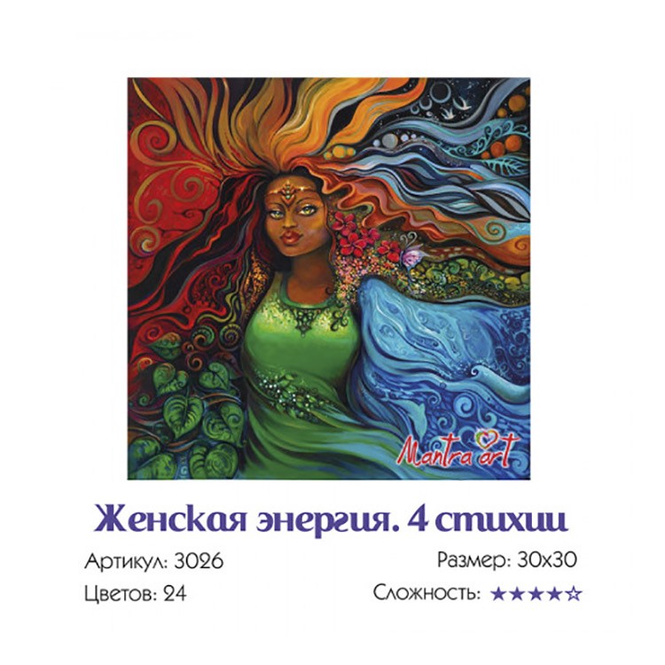 Картина по номерам «Женская энергия. 4 стихии» — картинка 3