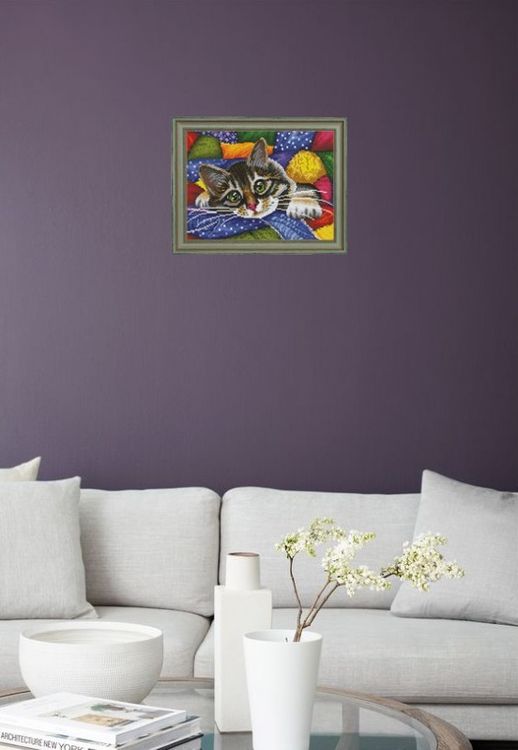 Алмазная вышивка «Котик в лоскутках» — картинка 5