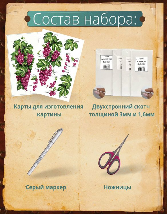 Набор папертоль «Сочный виноград» 15x29 см — картинка 3