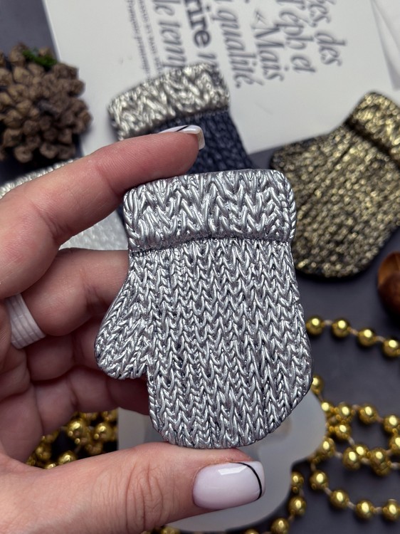 Силиконовый молд - Вязаная варежка, 8x7см, 1 шт. — картинка 2