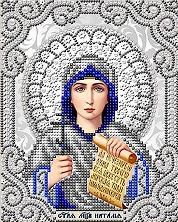 Рисунок на ткани «Святая Наталья в жемчуге и серебре»