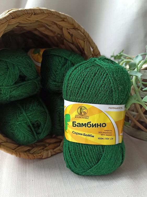Пряжа Камтекс Бамбино (110), зеленый, 5 шт. по 50 г — картинка 2