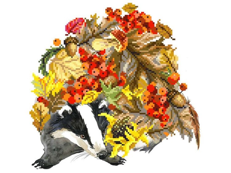 Набор вышивки бисером «Осенний барсук» — картинка 2