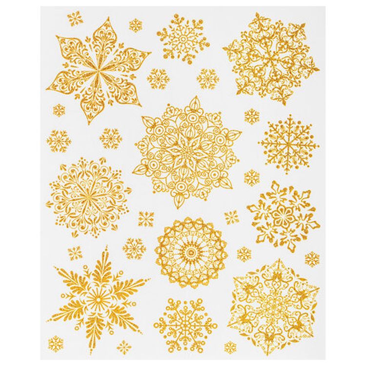 Украшение для окон и стекла «Золотистые снежинки 1» — картинка 2