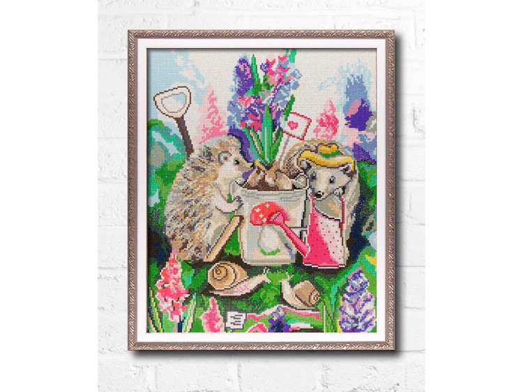 Алмазная вышивка «Ежи садовники» — картинка 2