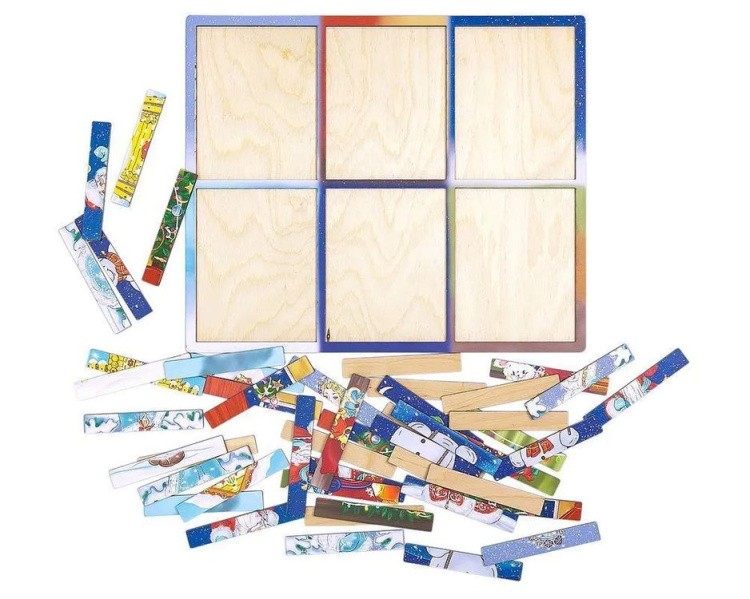Развивающее пособие из дерева «Новогодние пазлы из палочек» — картинка 2
