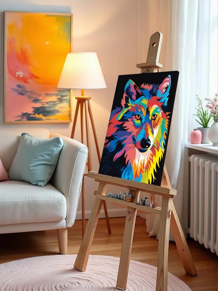 Картина по номерам «Радужный волк» — картинка 9