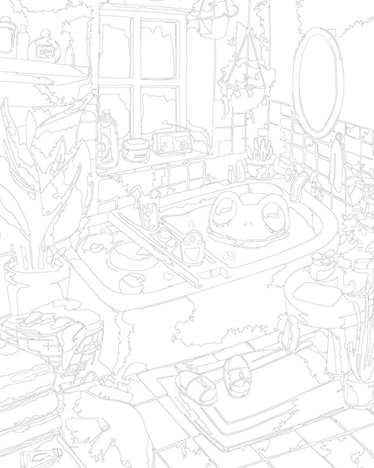 Картина по номерам «Лягушка отдыхает в розовой ванне арт» — картинка 3