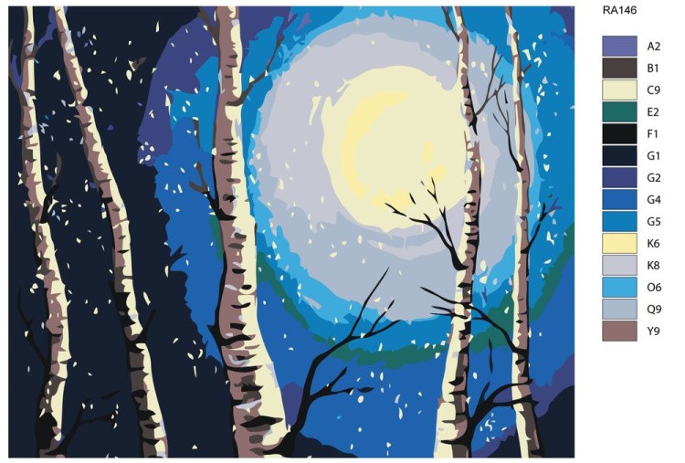 Картина по номерам «Березы под луной» — картинка 2