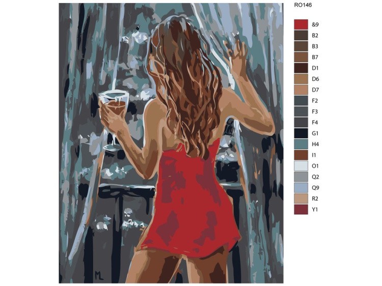 Картина по номерам «С бокалом у балкона» — картинка 2