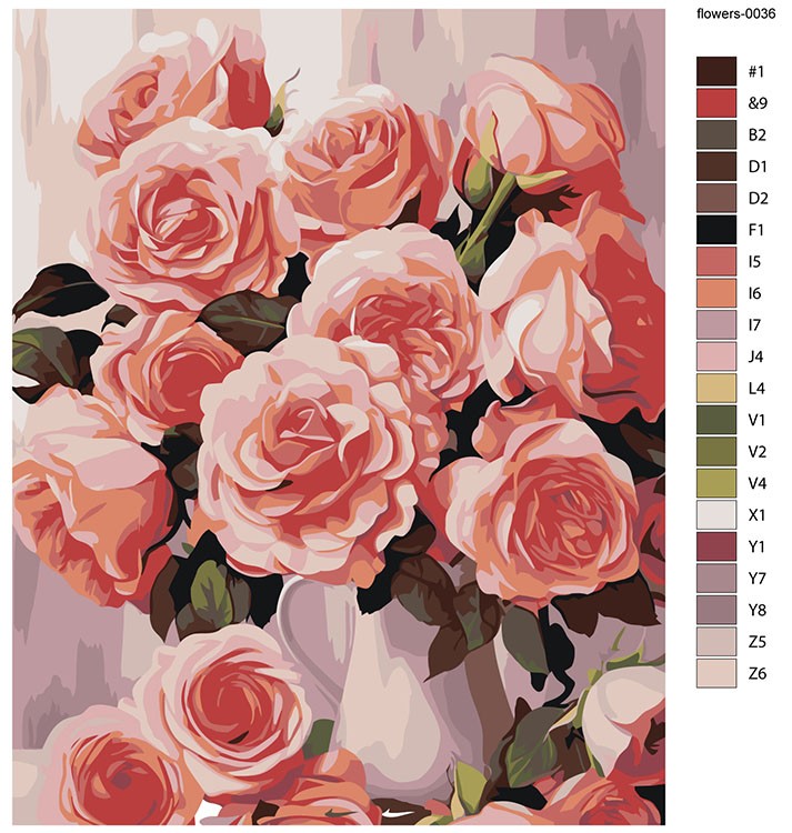 Картина по номерам «Цветы: Нежные розы в кувшине» — картинка 2